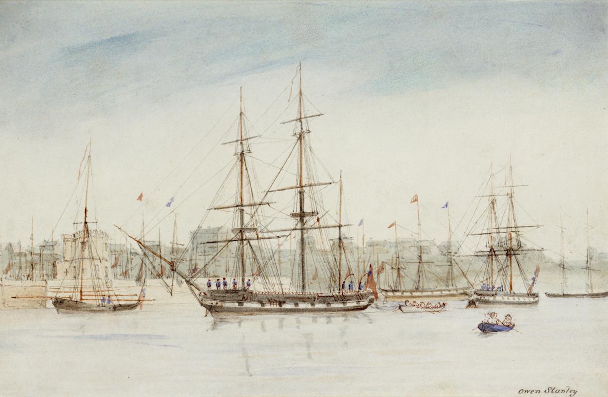 The survey ship HMS 'Beagle' in Sydney harbour PU8969_slider